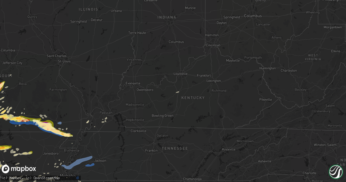 Hail map in Kentucky on April 28, 2026