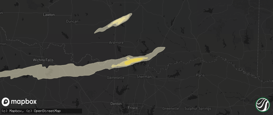 Hail map in Kingston, OK on April 28, 2026
