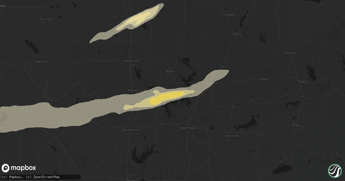 Hail map in Kingston, OK on April 28, 2026