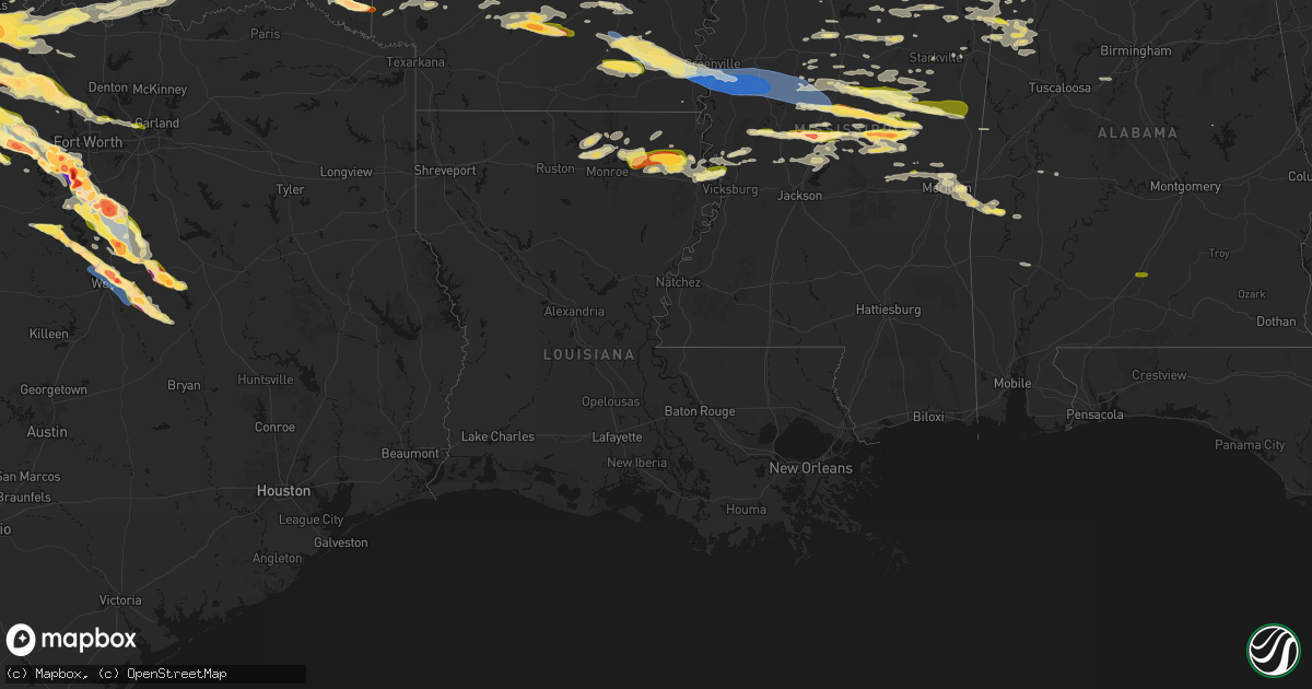 Hail map in Louisiana on April 28, 2026