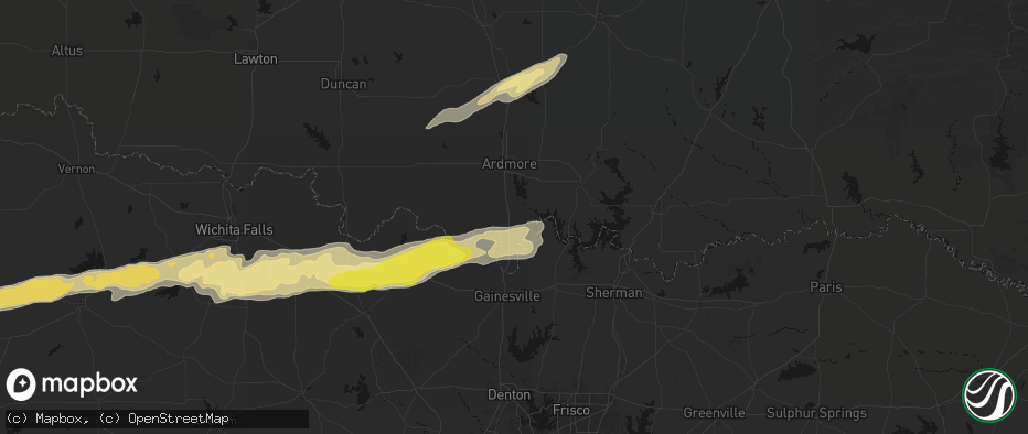 Hail map in Marietta, OK on April 28, 2026