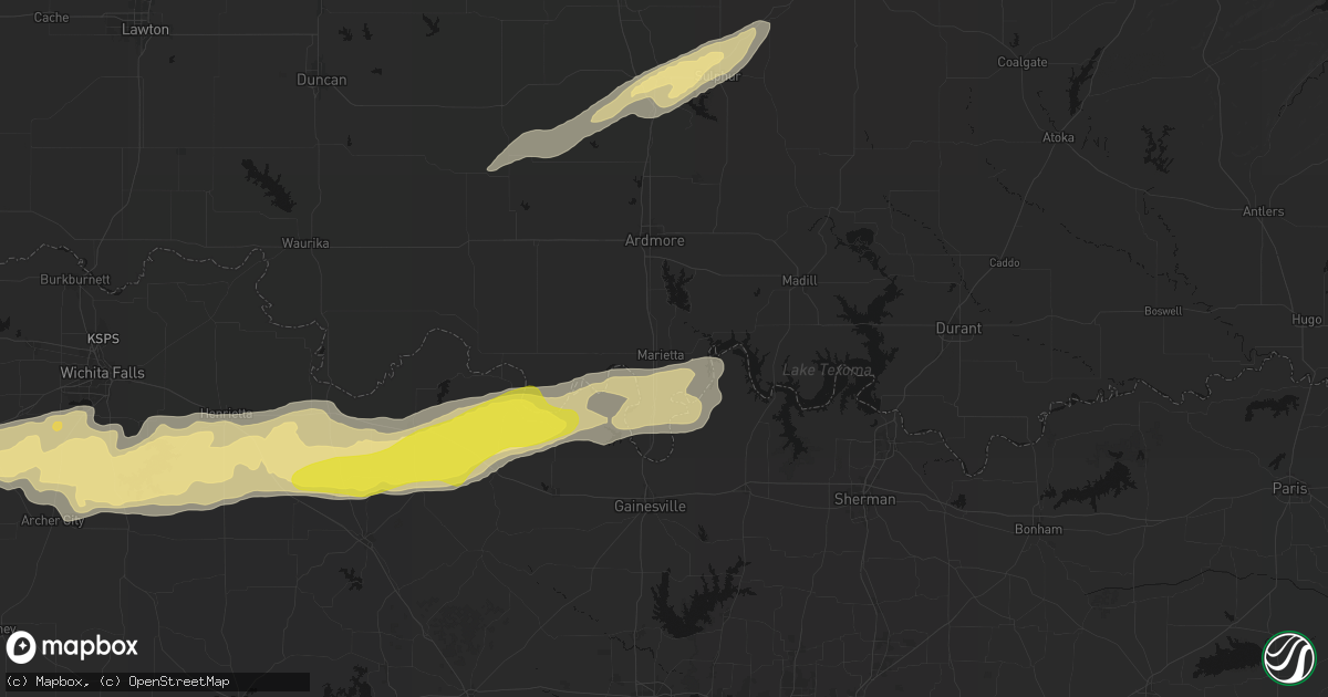 Hail map in Marietta, OK on April 28, 2026