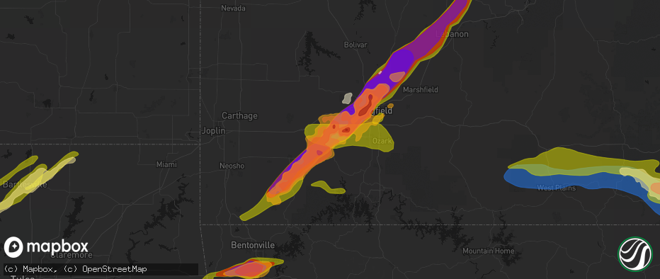 Hail map in Marionville, MO on April 28, 2026
