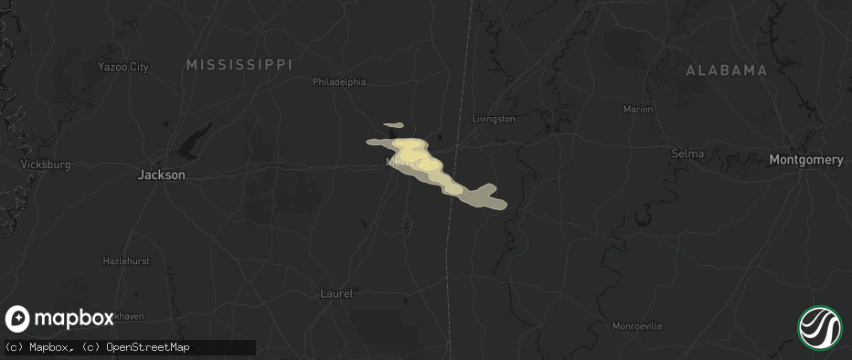 Hail map in Meridian, MS on April 28, 2026