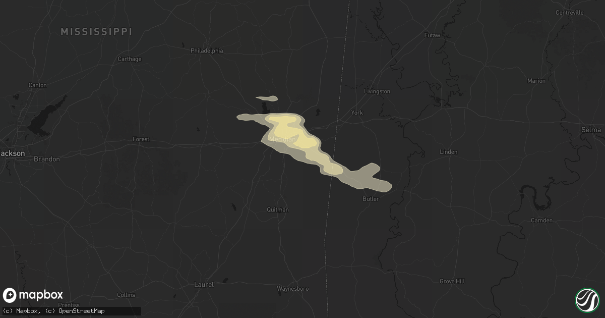 Hail map in Meridian, MS on April 28, 2026