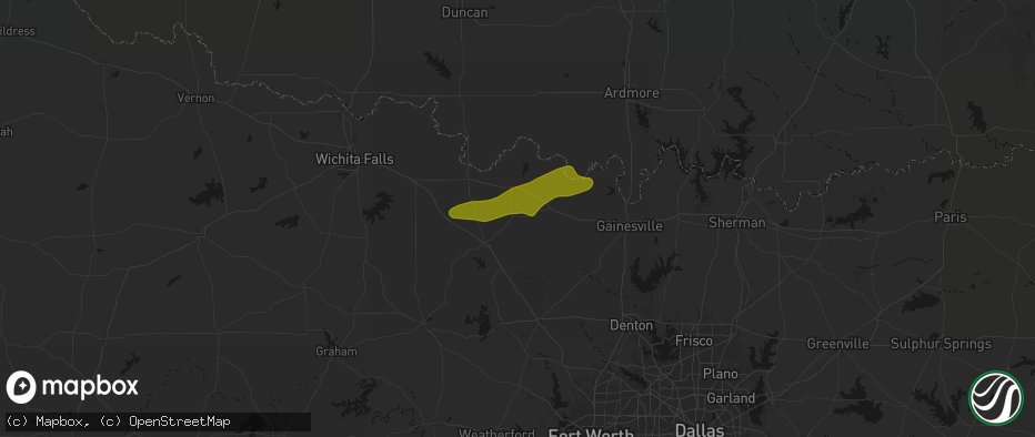Hail map in Montague, TX on April 28, 2026