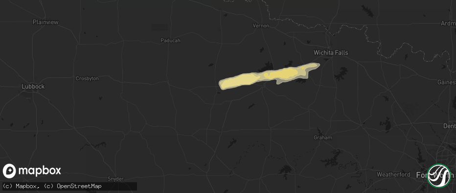 Hail map in Munday, TX on April 28, 2026