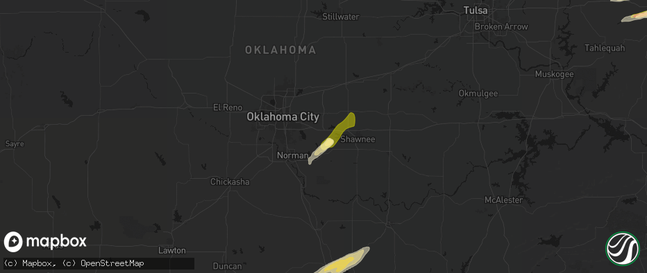 Hail map in Newalla, OK on April 28, 2026