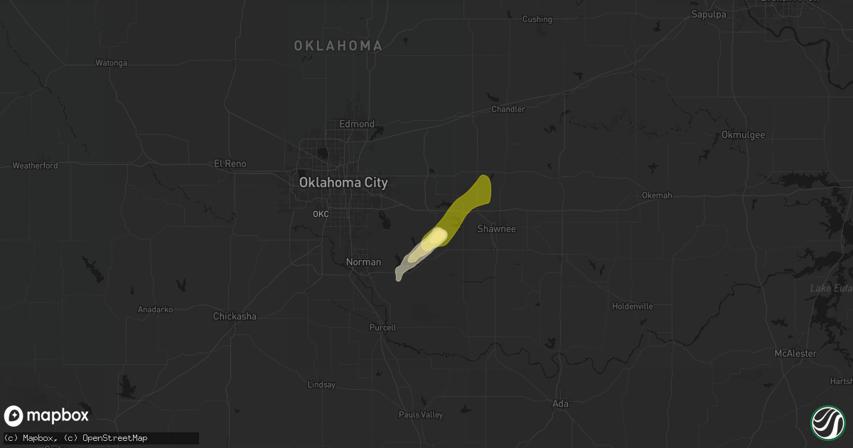 Hail map in Newalla, OK on April 28, 2026