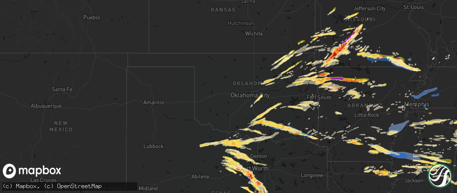 Hail map in Oklahoma on April 28, 2026