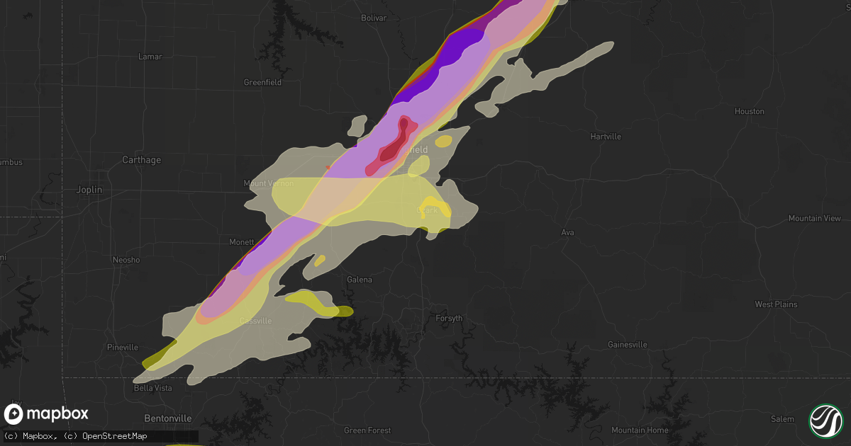 Hail map in Ozark, MO on April 28, 2026