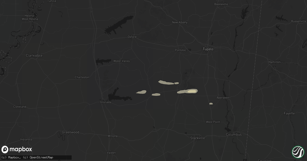Hail map in Pittsboro, MS on April 28, 2026