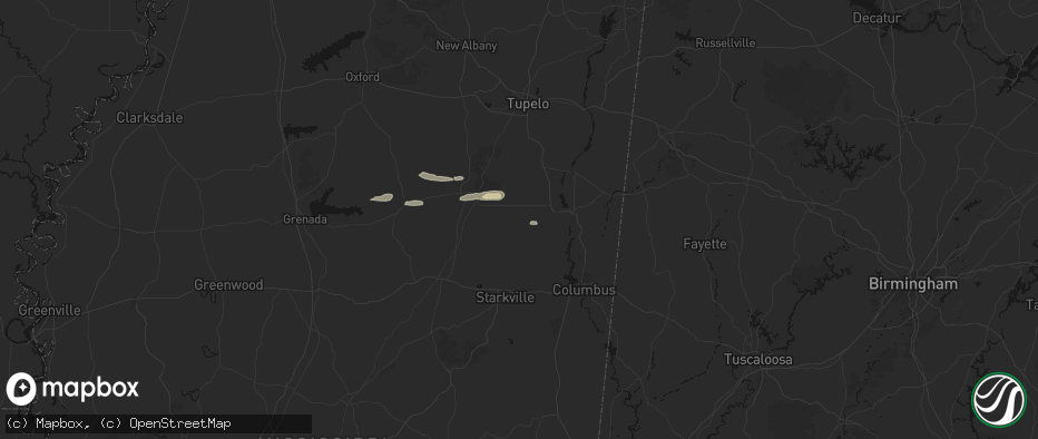 Hail map in Prairie, MS on April 28, 2026