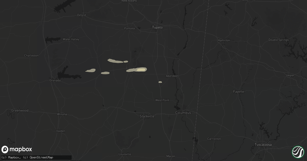 Hail map in Prairie, MS on April 28, 2026
