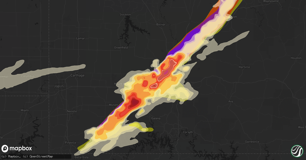 Hail map in Republic, MO on April 28, 2026