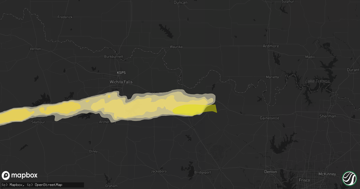 Hail map in Ringgold, TX on April 28, 2026