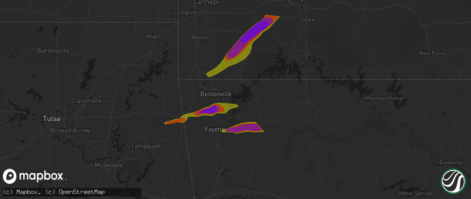 Hail map in Rogers, AR on April 28, 2026