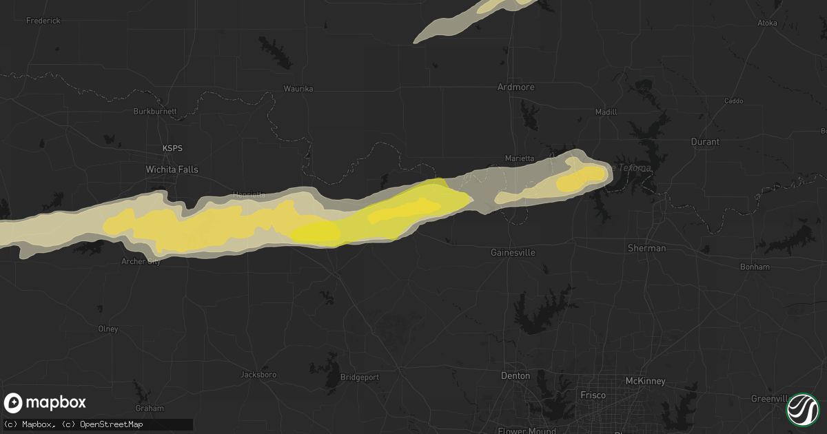 Hail map in Saint Jo, TX on April 28, 2026