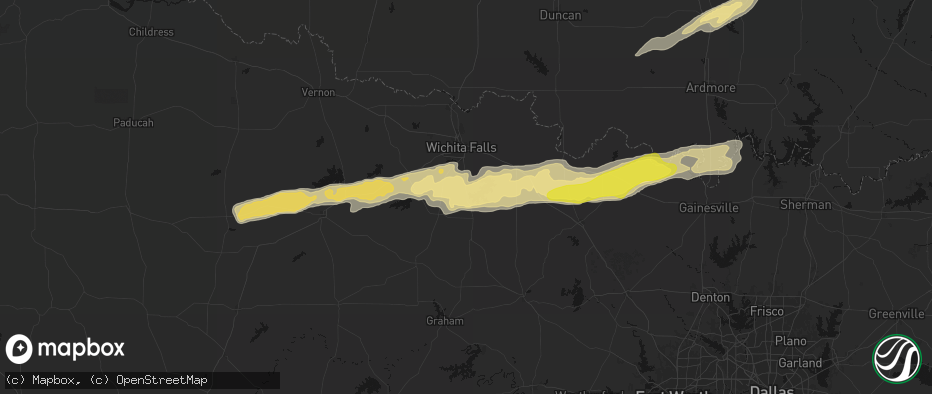 Hail map in Scotland, TX on April 28, 2026