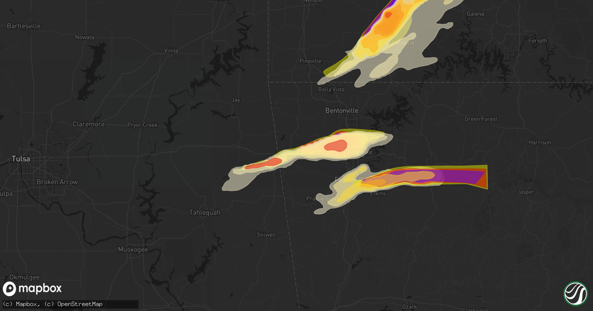 Hail map in Siloam Springs, AR on April 28, 2026