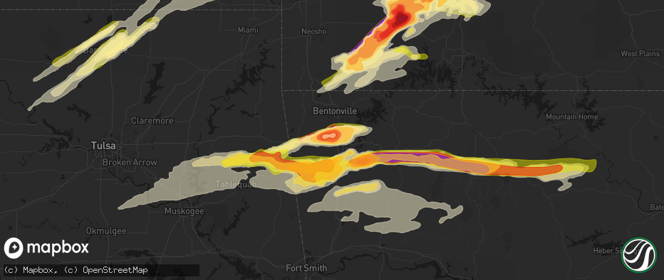 Hail map in Springdale, AR on April 28, 2026