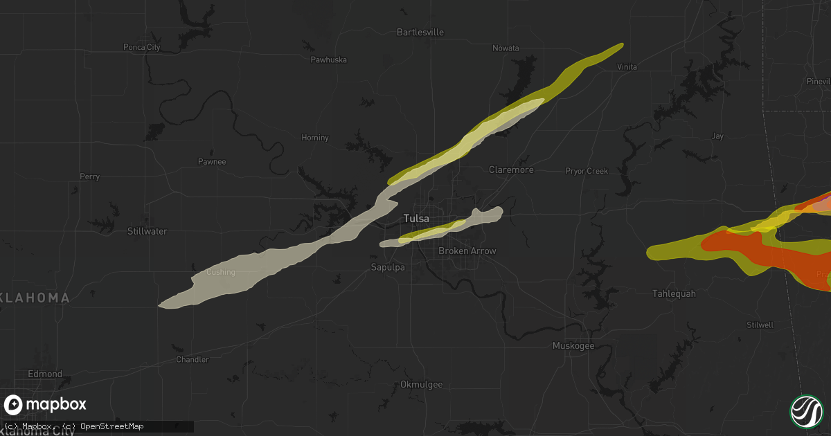 Hail map in Tulsa, OK on April 28, 2026