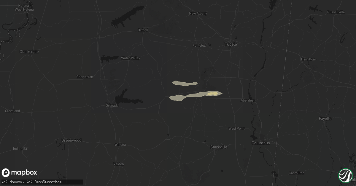 Hail map in Vardaman, MS on April 28, 2026