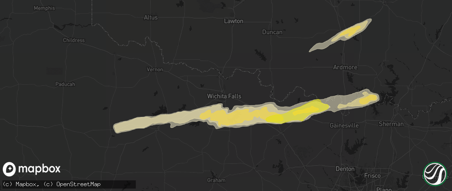Hail map in Wichita Falls, TX on April 28, 2026
