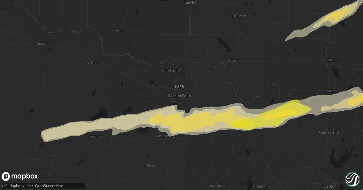 Hail map in Wichita Falls, TX on April 28, 2026