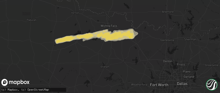 Hail map in Windthorst, TX on April 28, 2026
