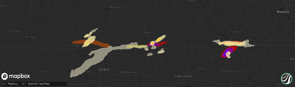 Hail map in Cedar Falls, IA on April 29, 2013