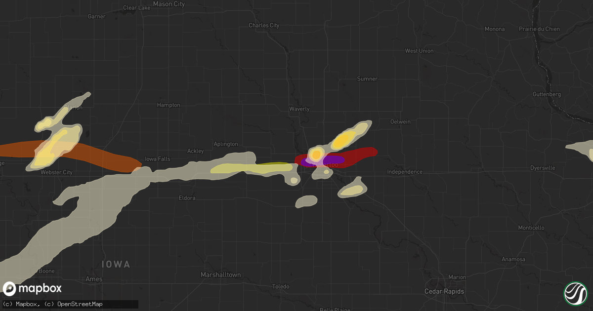 Hail map in Cedar Falls, IA on April 29, 2013