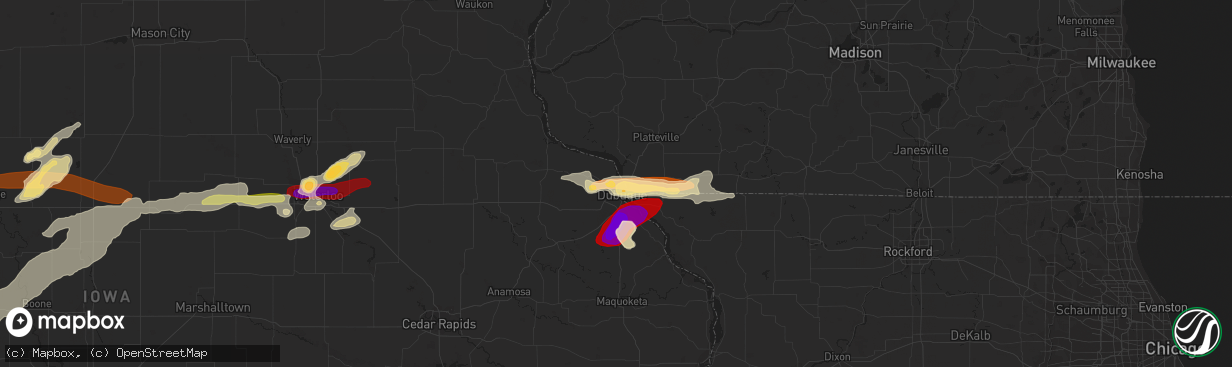 Hail map in Dubuque, IA on April 29, 2013