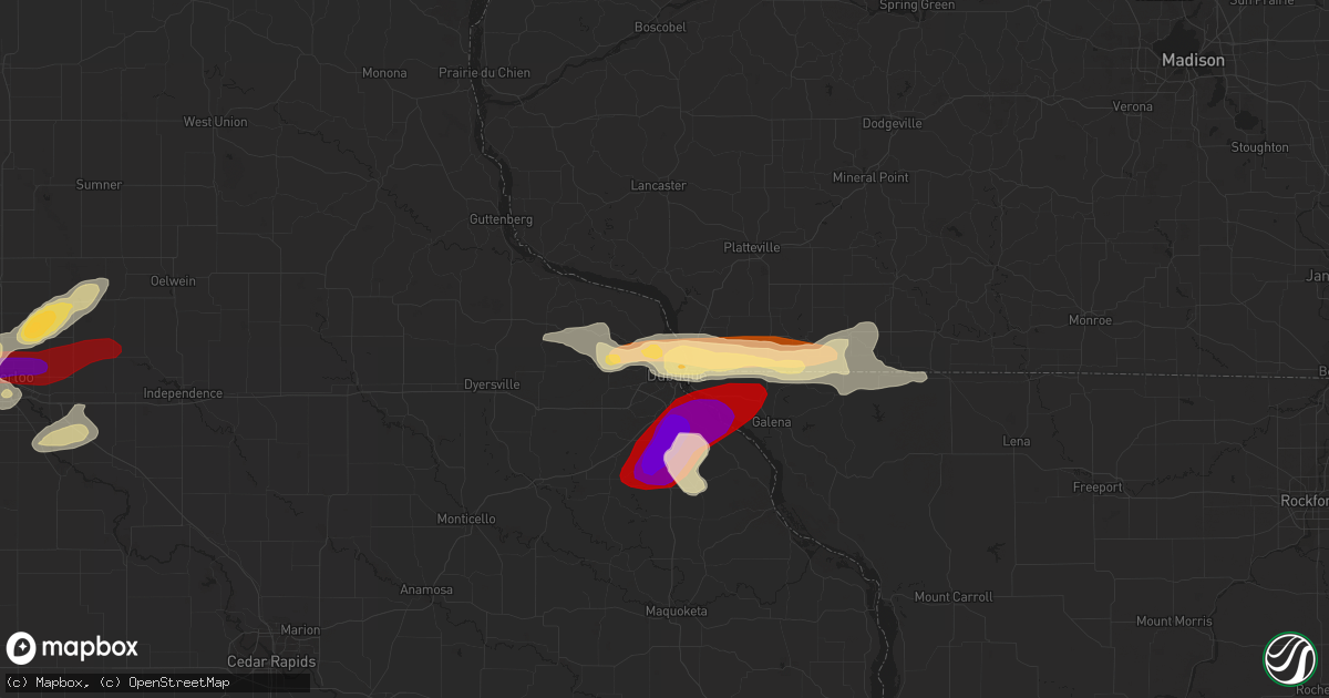 Hail map in Dubuque, IA on April 29, 2013
