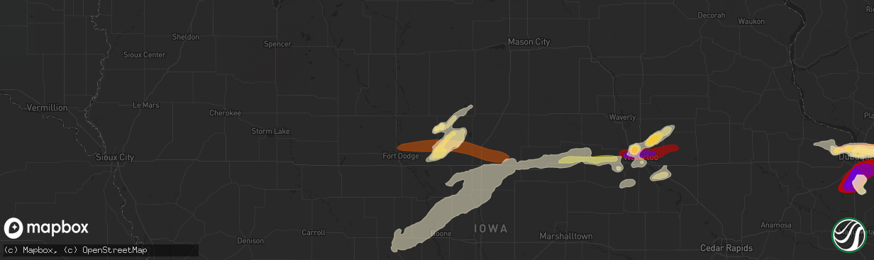 Hail map in Eagle Grove, IA on April 29, 2013