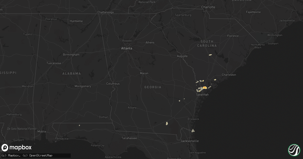 Hail map in Georgia on April 29, 2013