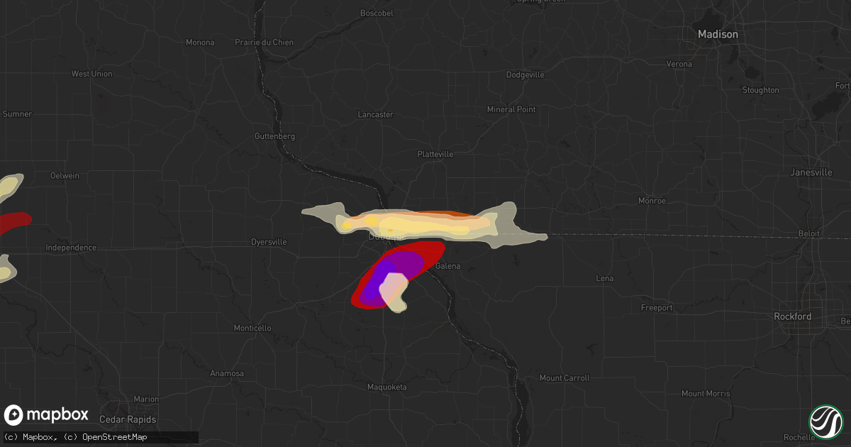 Hail map in Hazel Green, WI on April 29, 2013