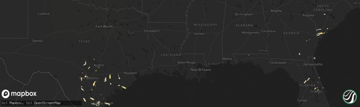 Hail map in Louisiana on April 29, 2013