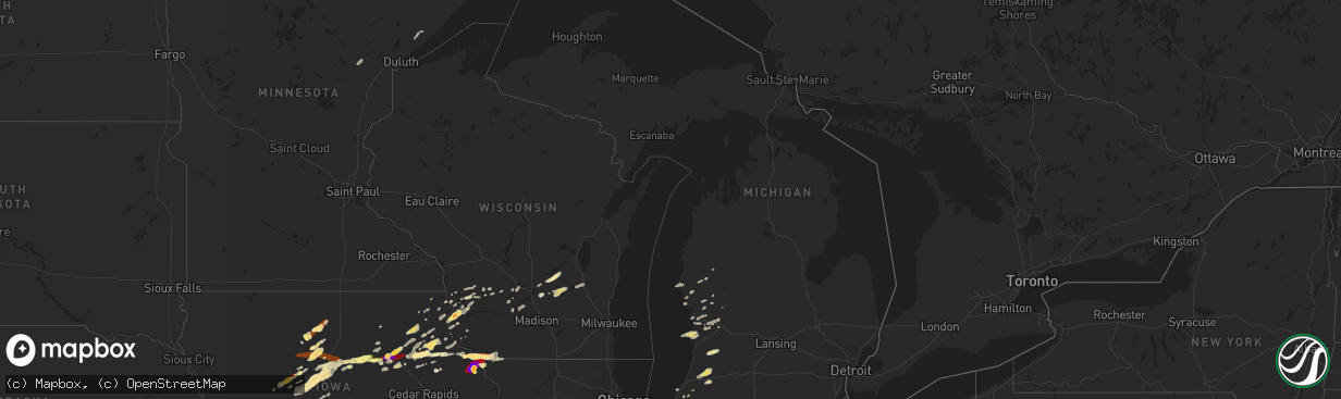 Hail map in Michigan on April 29, 2013