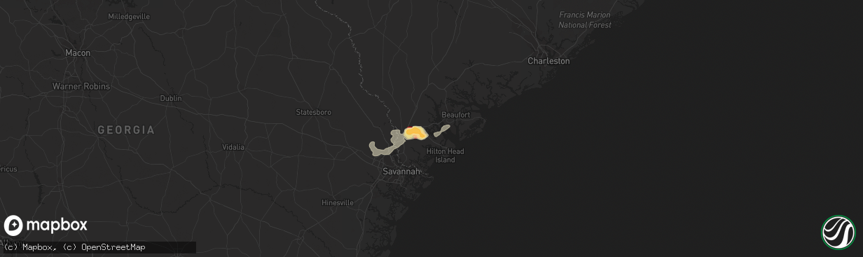 Hail map in Okatie, SC on April 29, 2013