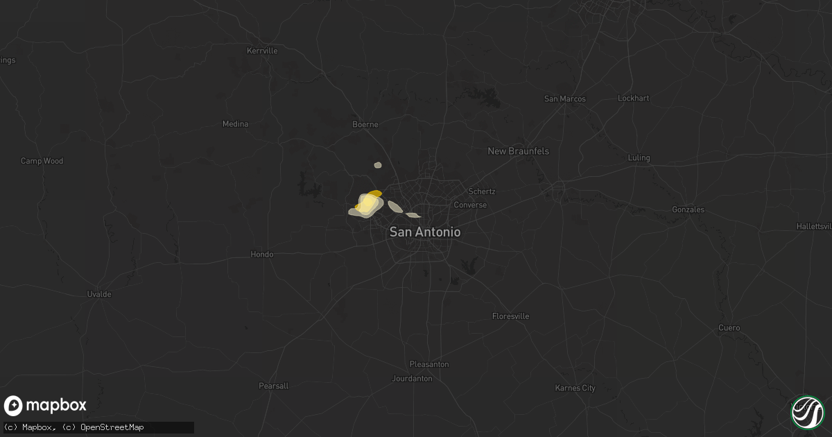 Hail map in San Antonio, TX on April 29, 2013
