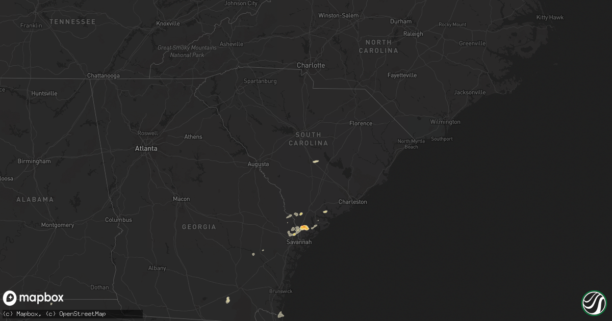 Hail map in South Carolina on April 29, 2013
