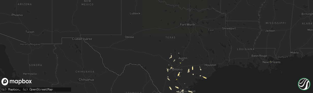 Hail map in Texas on April 29, 2013