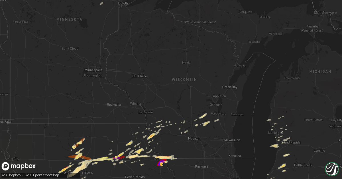 Hail map in Wisconsin on April 29, 2013