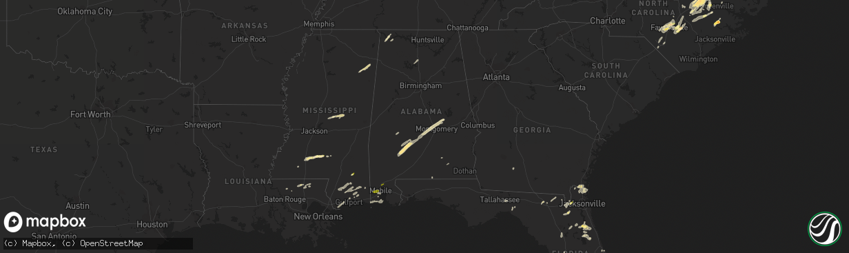 Hail map in Alabama on April 29, 2014