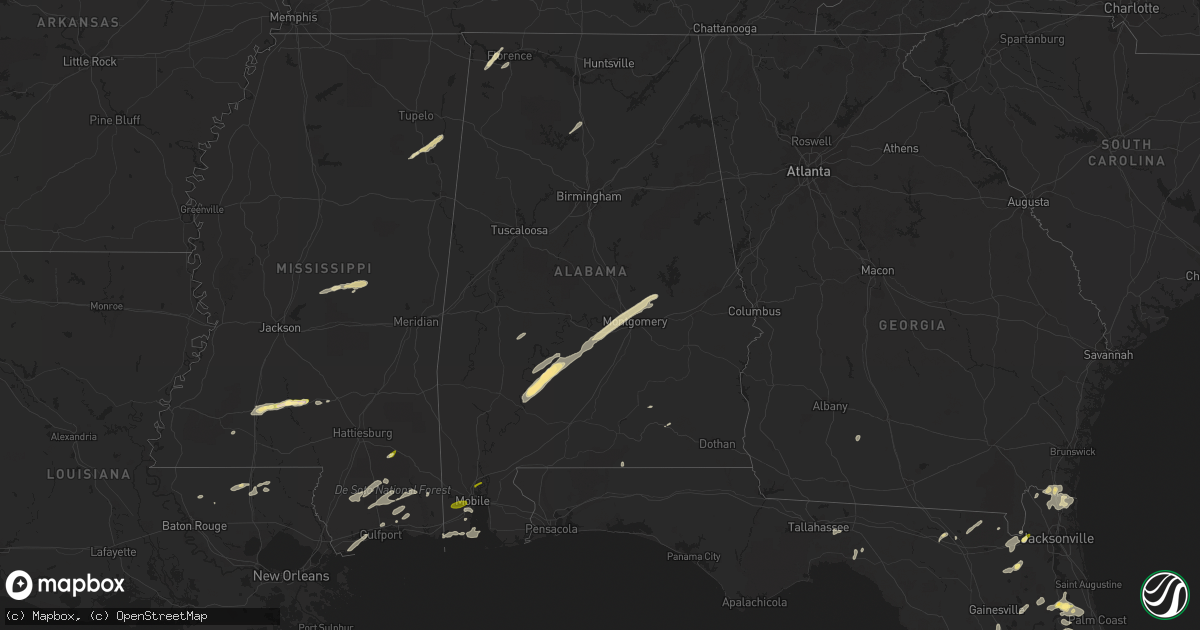 Hail map in Alabama on April 29, 2014