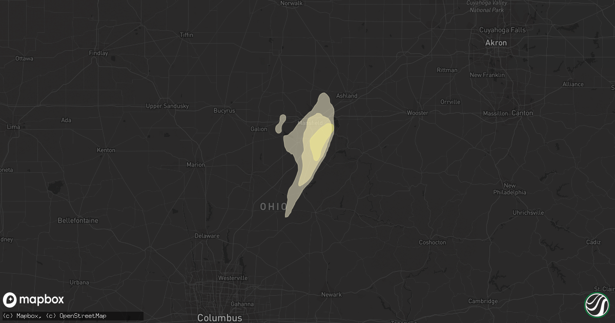 Hail map in Bellville, OH on April 29, 2014