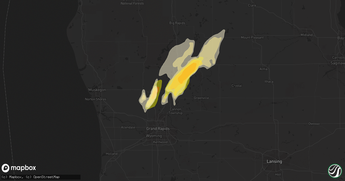 Hail map in Cedar Springs, MI on April 29, 2014