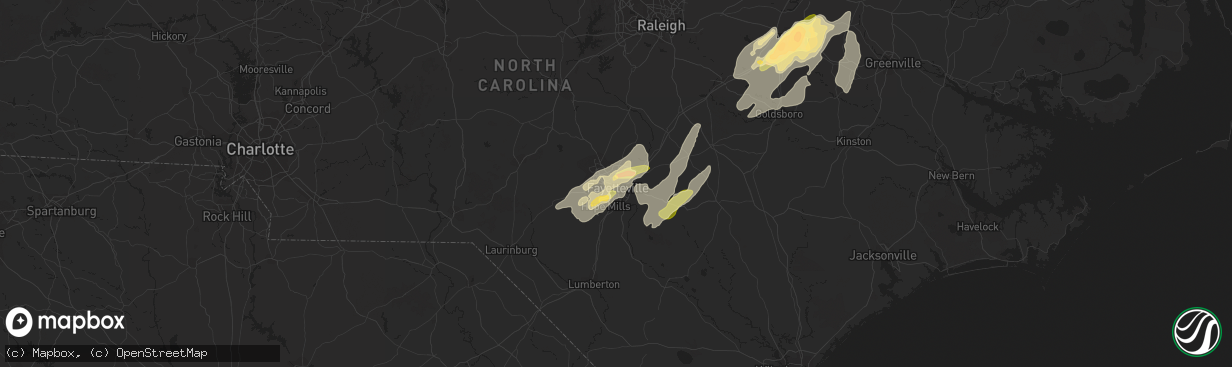 Hail map in Fayetteville, NC on April 29, 2014