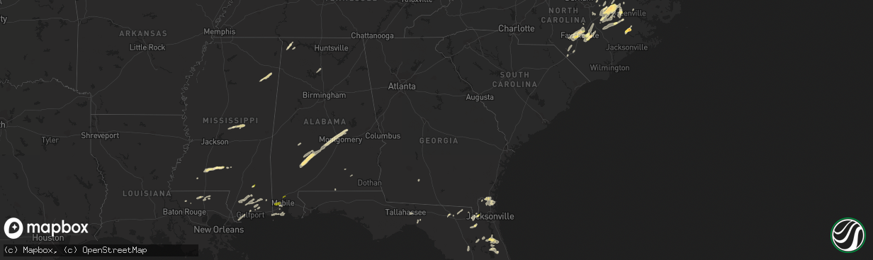 Hail map in Georgia on April 29, 2014